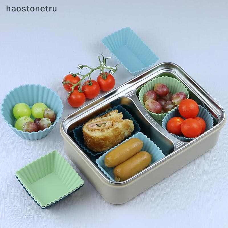 Ost 12 ชิ้นซิลิโคน Cupcake เบเกอรี่ถ้วย Non-Stick มัฟฟิน Liners ชุดแม่พิมพ์ Bento กล่องอาหารกลางวัน Dividers Pastry แม่พิมพ์เค้ก N รูปที่ 5