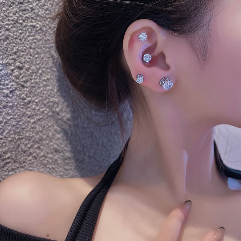COD-คลิปหู Super Glitter คลิปหูระดับไฮเอนด์ที่เรียบง่ายต่างหูแม่เหล็กเพทาย ผู้ชายและผู้หญิง รูปที่ 4