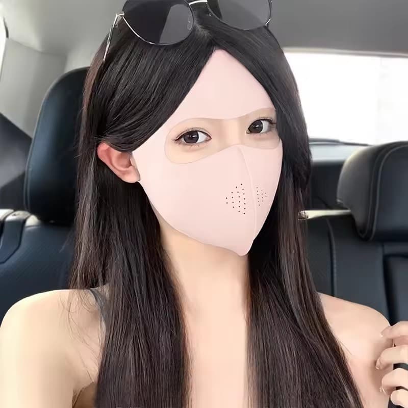 หน้ากากระบายความร้อนสําหรับฤดูร้อนป้องกันรังสียูวี | หน้ากากไหมน้ําแข็ง ขึ้น50+ แบบพับได้พร้อมมอยซ์เจอไรเซอร์ ฮ่า แบบพกพาสําหรับเดินทาง/วิ่ง รูปที่ 2