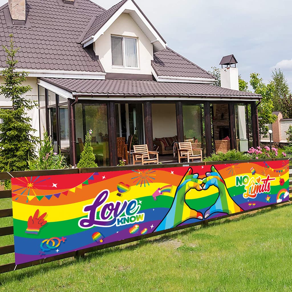 ธงสายรุ้ง Pride Month ผ้าโพลีเอสเตอร์กันน้ำ เสริมความแข็งแรง 4 มุม พร้อมตาไก่สำหรับแขวน/ถือเดินพาเหรด รูปที่ 4