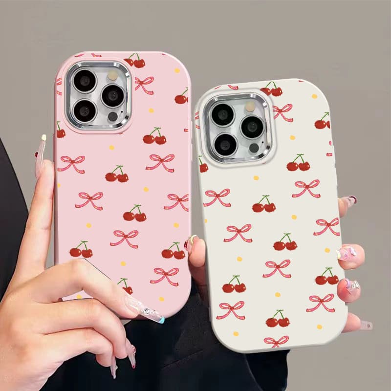 CODเต็มหน้าจอ เชอร์รี่ โบว์ Case for IPhone 11 12 13 14 15 16 PRO MAX 6 7 8 14 15 PLUS XR X XS MAX กรณีโทรศัพท์มือถือ รูปที่ 2