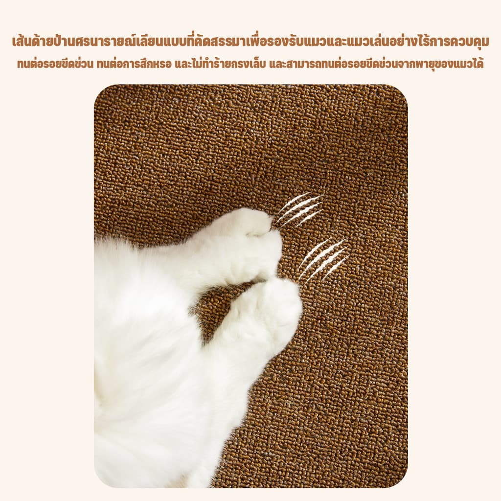 แผ่นขูดแมว เสื่อพรมเลียนแบบป่านศรนารายณ์ การเจียรกรงเล็บสัตว์เลี้ยงทําความสะอาดง่ายใช้งานได้หลายวิธี รูปที่ 4
