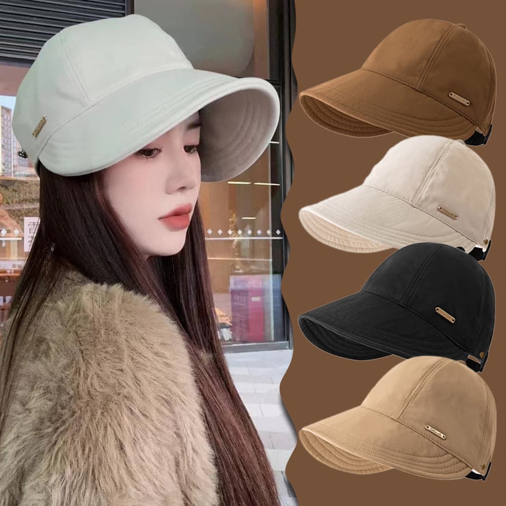 Shopex หมวกกันแดดสตรีรุ่นใหม่ หมวกเบสบอล หมวกปลายแหลมกันรังสียูวีแบบกลวงพับได้ สไตล์เกาหลี แฟชั่นปรับขนาด รูปที่ 3