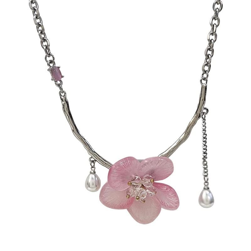 หรูหรา Niche สีชมพูหวานดอกไม้ Collarbone Chain อารมณ์อเนกประสงค์หญิงพู่ Collarbone Chain รูปที่ 6