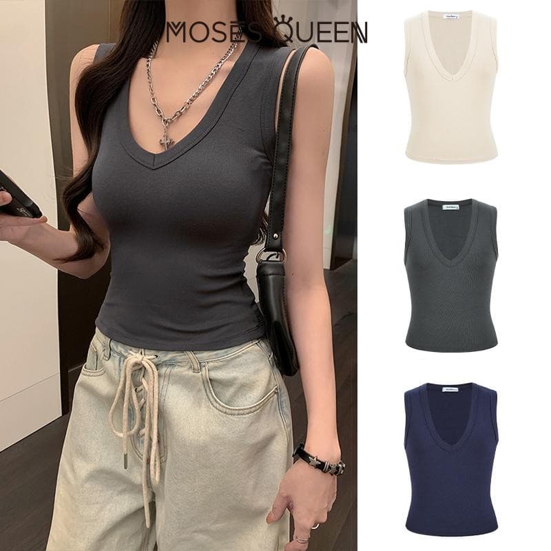MOSESQUEEN เสื้อกั๊กแปรงเซ็กซี่ ไหล่กว้างพร้อมแผ่นรองหน้าอก เสื้อด้านในฤดูหนาวกระชับสัดส่วน #62839 รูปที่ 5