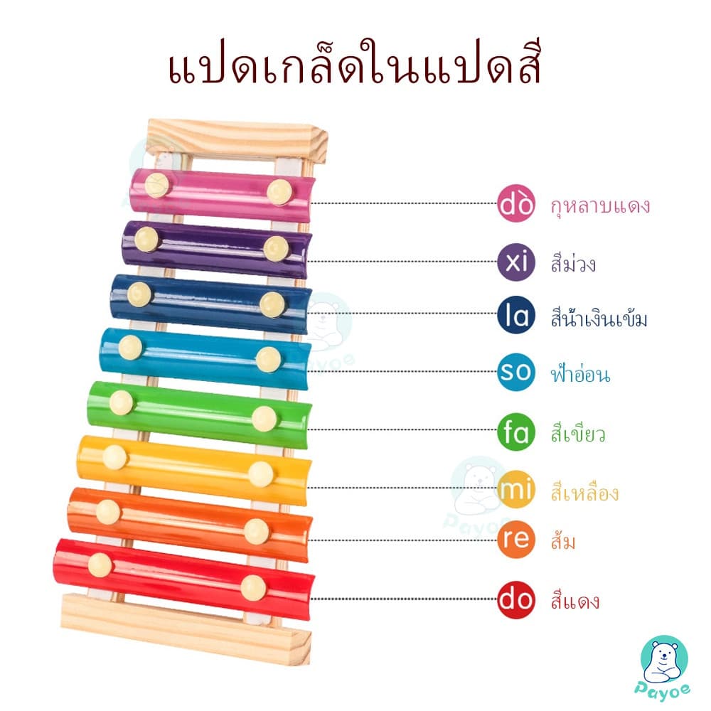 PAYOE ของเล่นไม้ ของเล่นที่มีเสียงดนตรี ระนาด ของเล่นเสริมทักษะและการเรียนรู้ ตัวต่อไม้ ของเล่นเด็ก รูปที่ 3