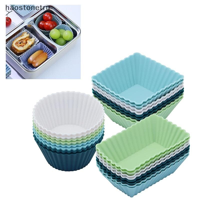 Ost 12 ชิ้นซิลิโคน Cupcake เบเกอรี่ถ้วย Non-Stick มัฟฟิน Liners ชุดแม่พิมพ์ Bento กล่องอาหารกลางวัน Dividers Pastry แม่พิมพ์เค้ก N รูปที่ 2