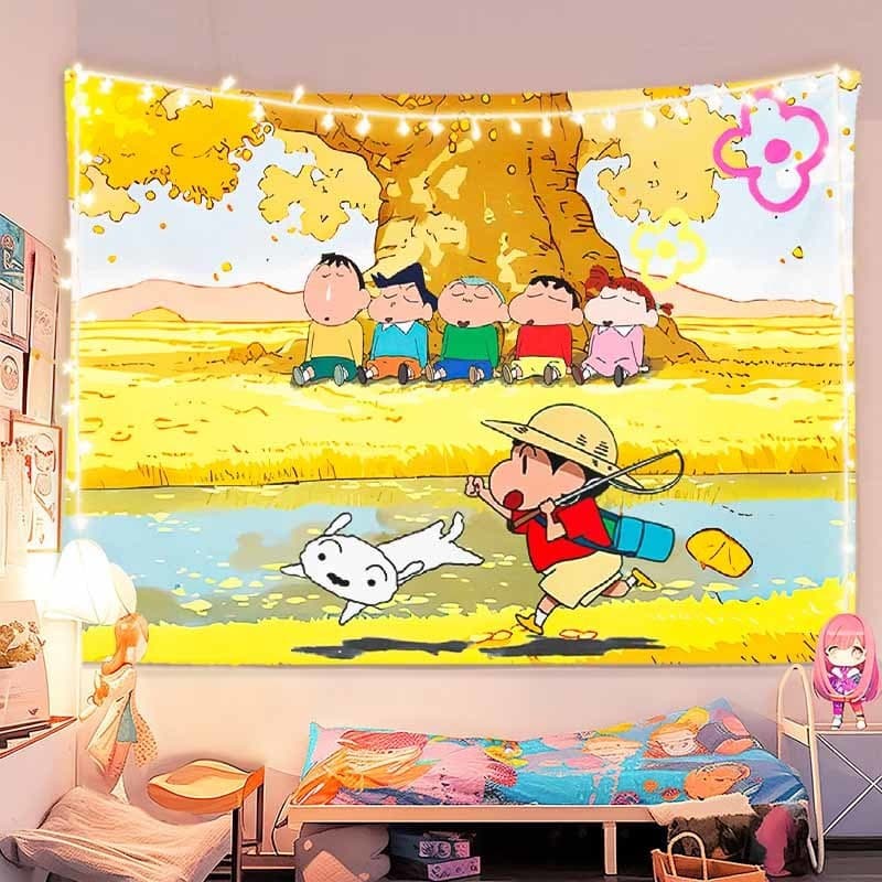 จัดส่งจากไทย] ผ้าพื้นหลัง Agirl Crayon Shin-chan ผ้าแขวนการ์ตูนอนิเมะสองมิติ น่ารัก ตกแต่งห้องนอนวันเกิด รูปที่ 2