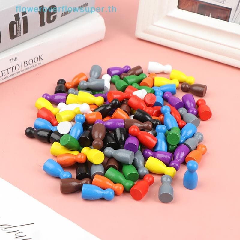 FSTH 100PCS เส้นผ่านศูนย์กลาง Pawn ไม้ Pawn ชิ้นหมากรุก BoardGame อุปกรณ์เสริม MarkingColor HH รูปที่ 2