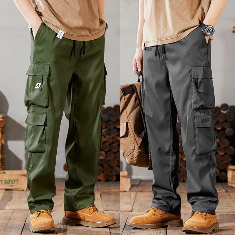 M-4XL ผู้ชาย Overalls กระเป๋าตกแต่งกางเกงผู้ชายเวอร์ชั่นเกาหลีฤดูร้อนแฟชั่นกางเกงขายาวผู้ชาย รูปที่ 9