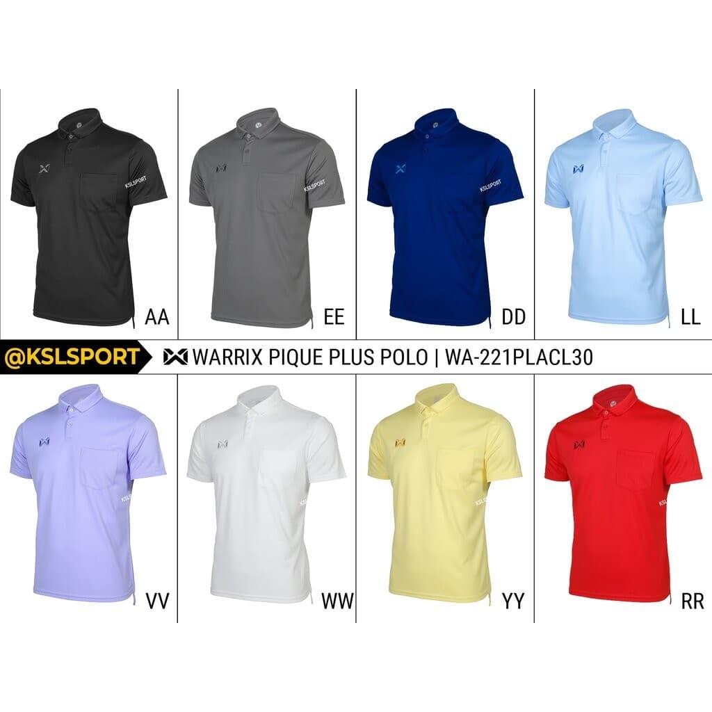 WARRIX รุ่น PIQUE PLUS มีกระเป๋าอกเสื้อ เสื้อโปโลวอริกซ์สีล้วน รูปที่ 8