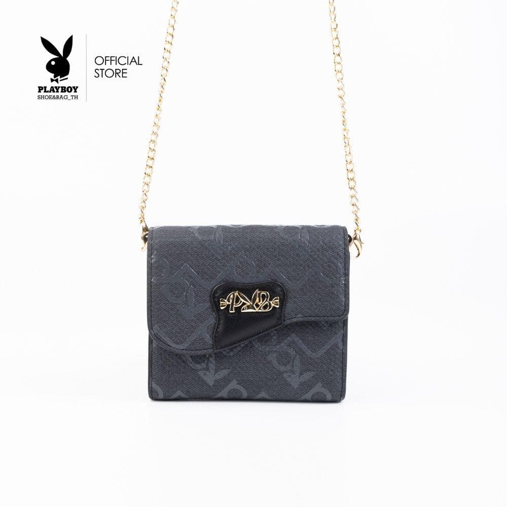 PLAYBOY รุ่น Freya Wallet on Chain กระเป๋าสตางค์ผู้หญิงใบสั้น รหัสST-WA252PB112 สกรีนลายผ้ายีนส์ รูปที่ 2
