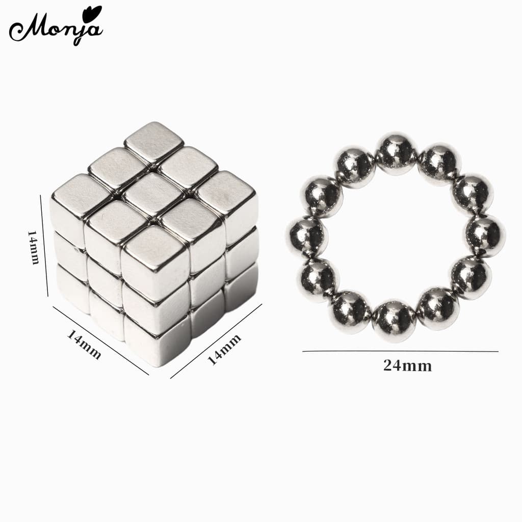 Monja 27 ชิ้นเล็บ Cat Eye Cube แม่เหล็ก 12 ชิ้นรอบแม่เหล็กลูกปัด เจลโปแลนด์ถอดแม่เหล็กเล็บเครื่องมือ รูปที่ 9