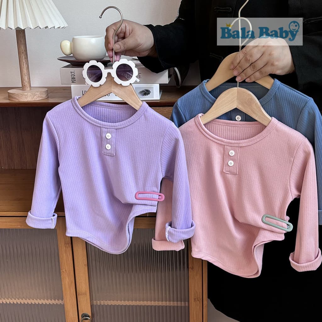 เสื้อแขนยาวเด็ก เสื้อยืดคอกลม สีพื้น เหมาะสำหรับอายุ6เดือน-3ปี ใส่ได้ทั้งชายและหญิง CX19