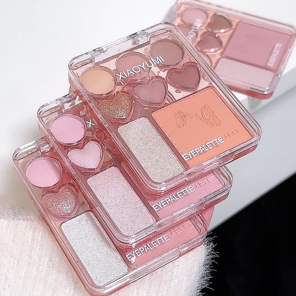 pink.girlพาเลทอายแชโดว์Eyeshadow Palette Sweetheart Blush Highlight One ธรรมชาติสามมิติกันน้ํา-Y0671 รูปที่ 9