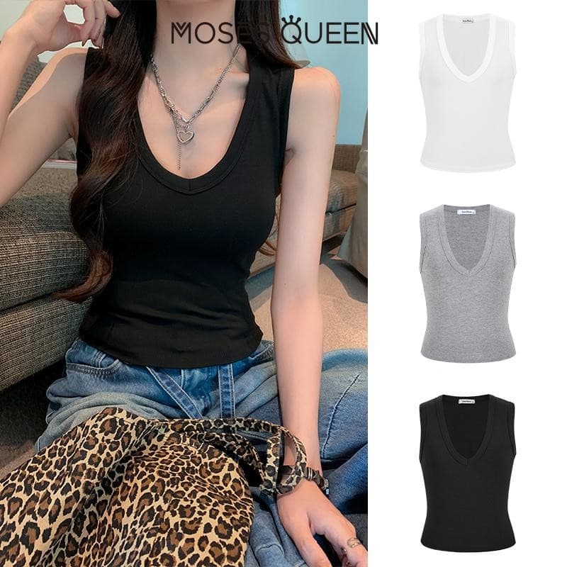 MOSESQUEEN เสื้อกั๊กแปรงเซ็กซี่ ไหล่กว้างพร้อมแผ่นรองหน้าอก เสื้อด้านในฤดูหนาวกระชับสัดส่วน #62839 รูปที่ 4
