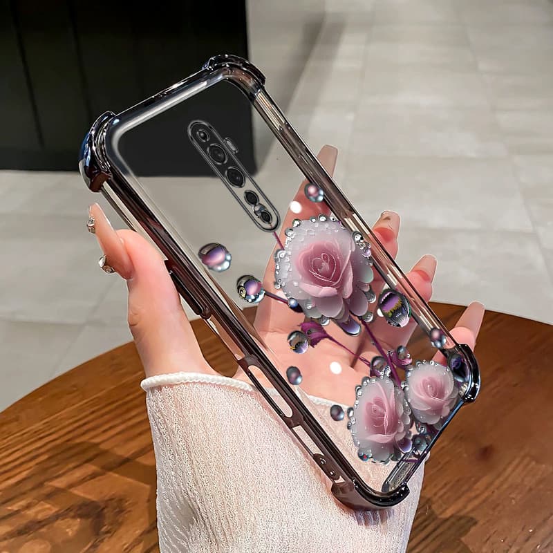 เคสสําหรับ OPPO Reno 2 2F 2Z เคสโทรศัพท์สีชมพูดอกตูมสี่มุมซิลิโคน TPU นิ่มโปร่งใส ดีซ รูปที่ 5