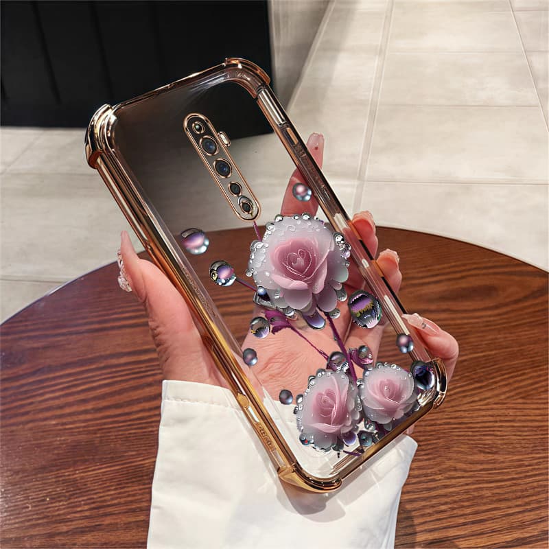 เคสสําหรับ OPPO Reno 2 2F 2Z เคสโทรศัพท์สีชมพูดอกตูมสี่มุมซิลิโคน TPU นิ่มโปร่งใส ดีซ รูปที่ 7
