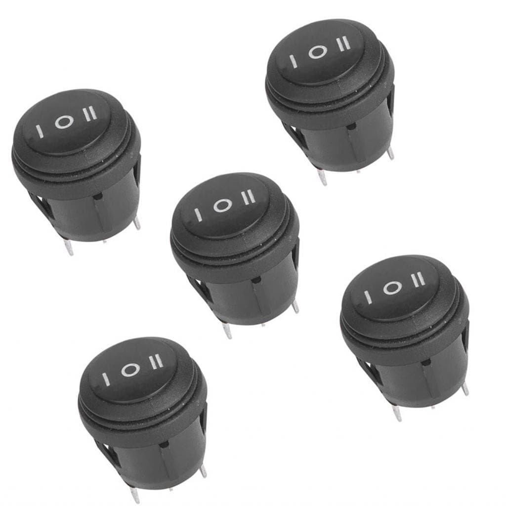 5 ชิ้น 3 ตำแหน่ง ON/OFF/ON สีดำ Round Rocker Switch Pin 10A/125V 6A/250V รูปที่ 4