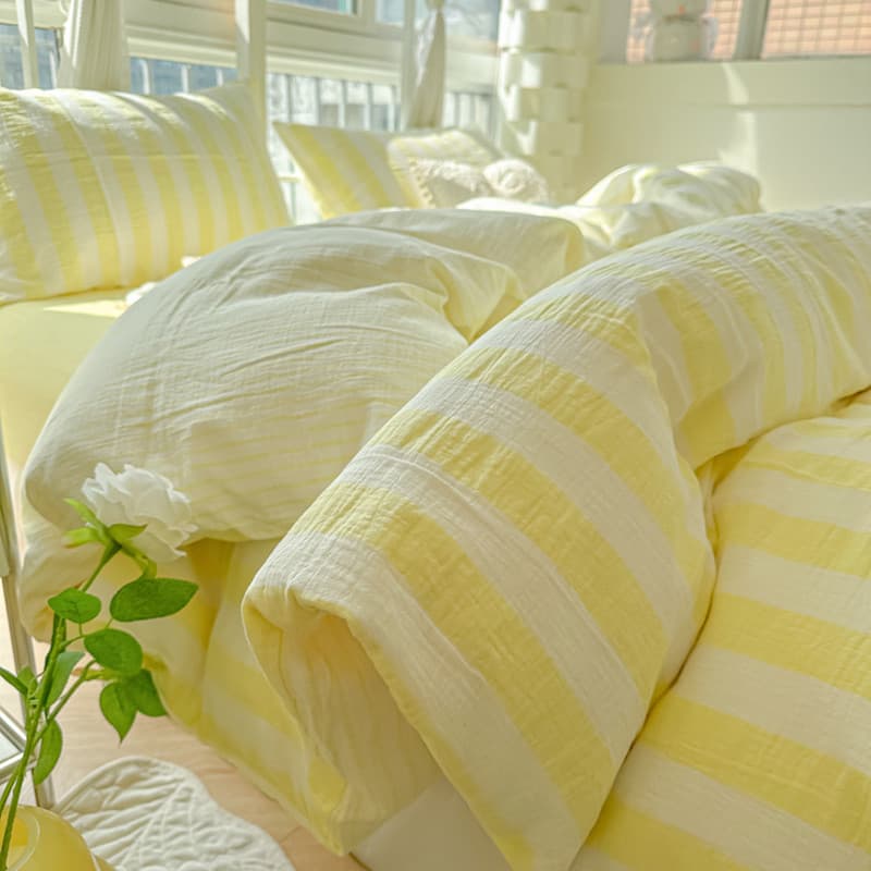 1 ชิ้น ปลอกผ้านวม 5 ฟุต แถบ duvet cover 6ฟุต เกี่ยวกับเรขาคณิต ฟ้า/ชมพู/เหลือง ไม่มีผ้านวม 3ฟุต ins รูปที่ 7