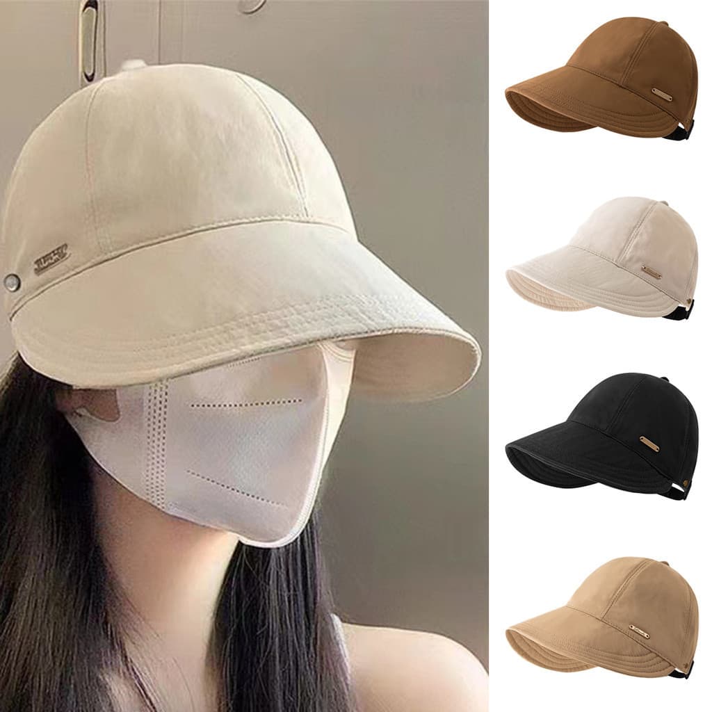 Shopex หมวกกันแดดสตรีรุ่นใหม่ หมวกเบสบอล หมวกปลายแหลมกันรังสียูวีแบบกลวงพับได้ สไตล์เกาหลี แฟชั่นปรับขนาด