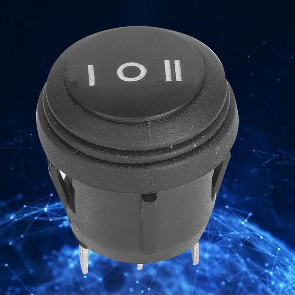 5 ชิ้น 3 ตำแหน่ง ON/OFF/ON สีดำ Round Rocker Switch Pin 10A/125V 6A/250V รูปที่ 1