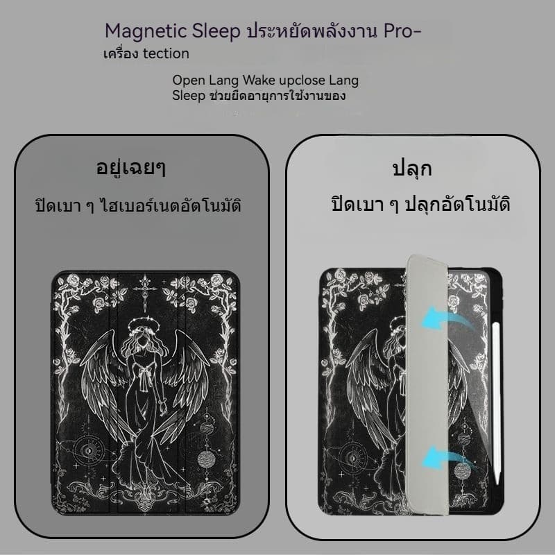 สําหรับ iPad Mini4 Mini5 Mini6 Gen11 A16 Gen10 Gen9/Gen7/Gen8 10.2 air4/5 10.9 10.5 Air3/Pro 11 2021 อะคริลิค 360 หมุน Dark Angel Anti Bend แผ่นป้องกันกรณี รูปที่ 5