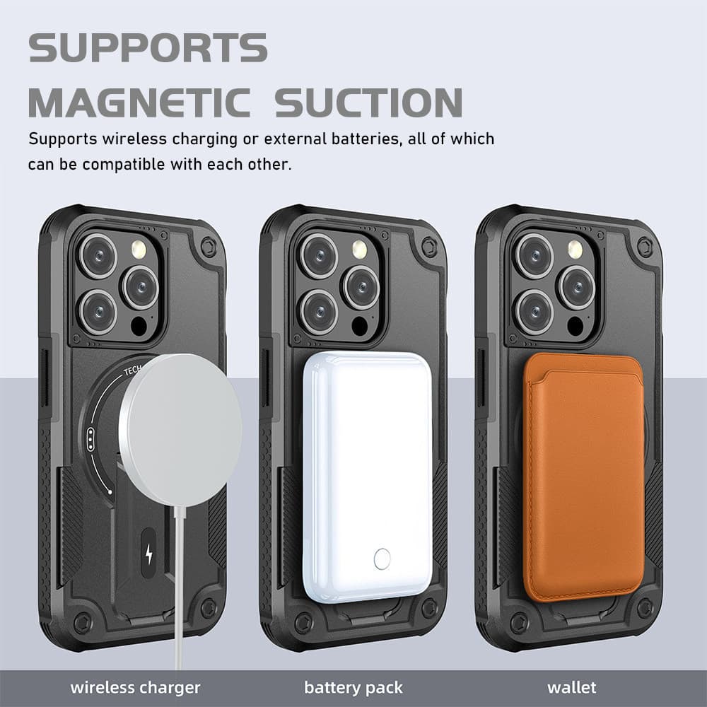 Armor Magnetic Holder เคส For iPhone 16 Pro Max เคสไอโฟน 11 17 13 15 14 12 Air 15promax 16promax 17pro เคสกันกระแทกไอโ รูปที่ 5