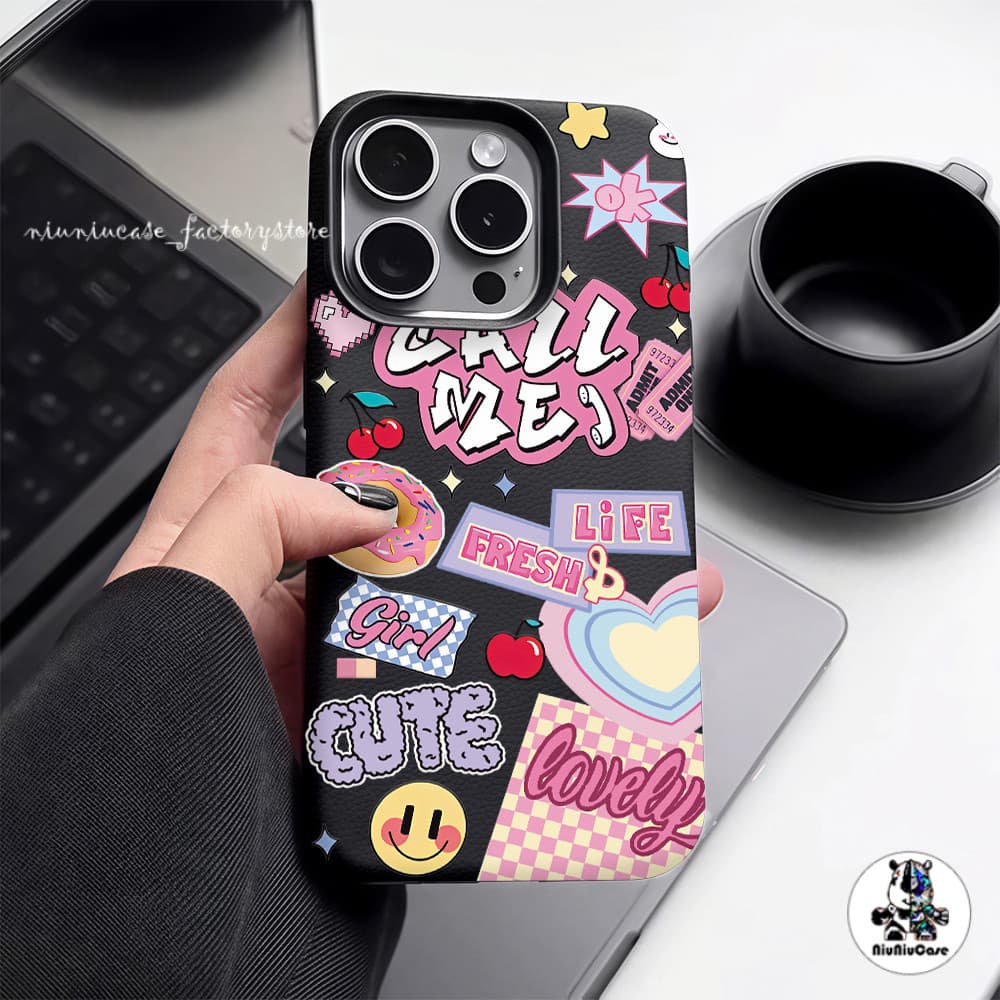 เคส For iPhone 13 เคสหนังเนื้อนิ่มสีแคนดี้ ดอกไม้น่ารัก For iPhone 15 16 13 14 12 11 Pro Max XS XR 7 8 Plus เคสหนัง Case รูปที่ 9