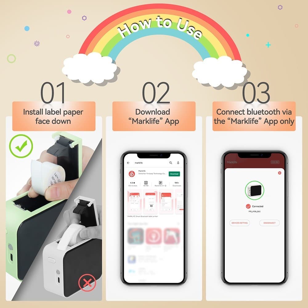 เครื่องพิมพ์ฉลากความร้อน P15 Bluetooth Label Sticker Printer Label Maker Machine Mini Portable Wireless Label Printer P12 Portable Glue Sticker Printer คล้ายกับ Marklife Niimbot รูปที่ 3