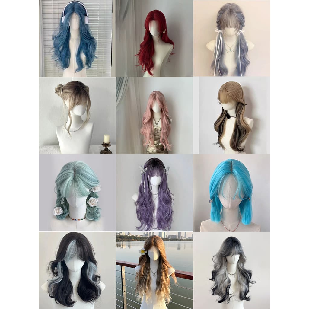 วิกผมหญิง วิกผมยาว วิกผม วิก พรีเมี่ยม 65-70cm วิกผมสีชมพู ทูโทน ลอนวอลลุ่ม สไตล์เกาหลี แถมnetฟรี วิกผมคอสเพลย์ รูปที่ 2