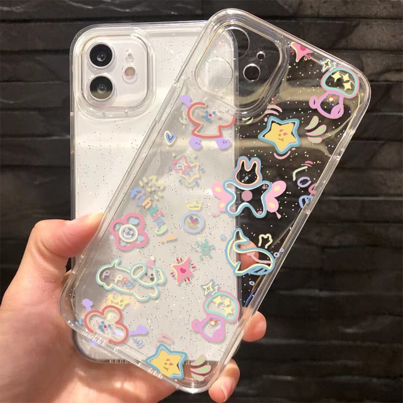 เคส iPhone 17 16 Pro Max iPhone 11 เคสใสแบบแวววาว TPU ลายการ์ตูนสีสันสด Compatible iPhone15 14 13 12 Pro max XS XR 7/8P รูปที่ 9