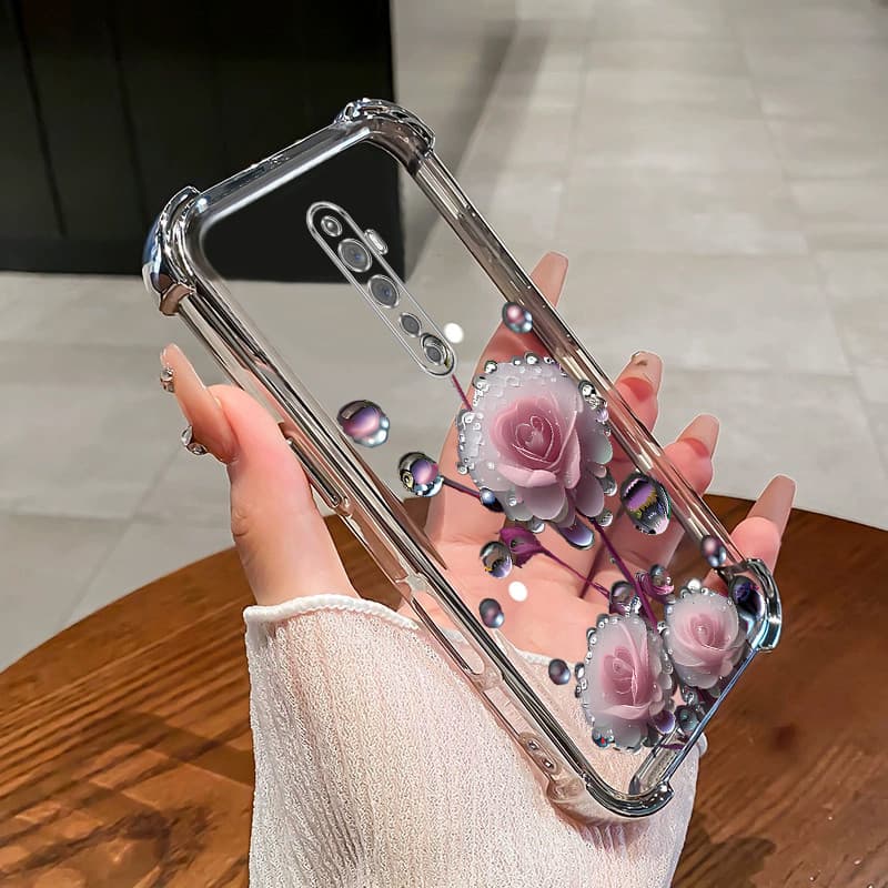 เคสสําหรับ OPPO Reno 2 2F 2Z เคสโทรศัพท์สีชมพูดอกตูมสี่มุมซิลิโคน TPU นิ่มโปร่งใส ดีซ รูปที่ 6