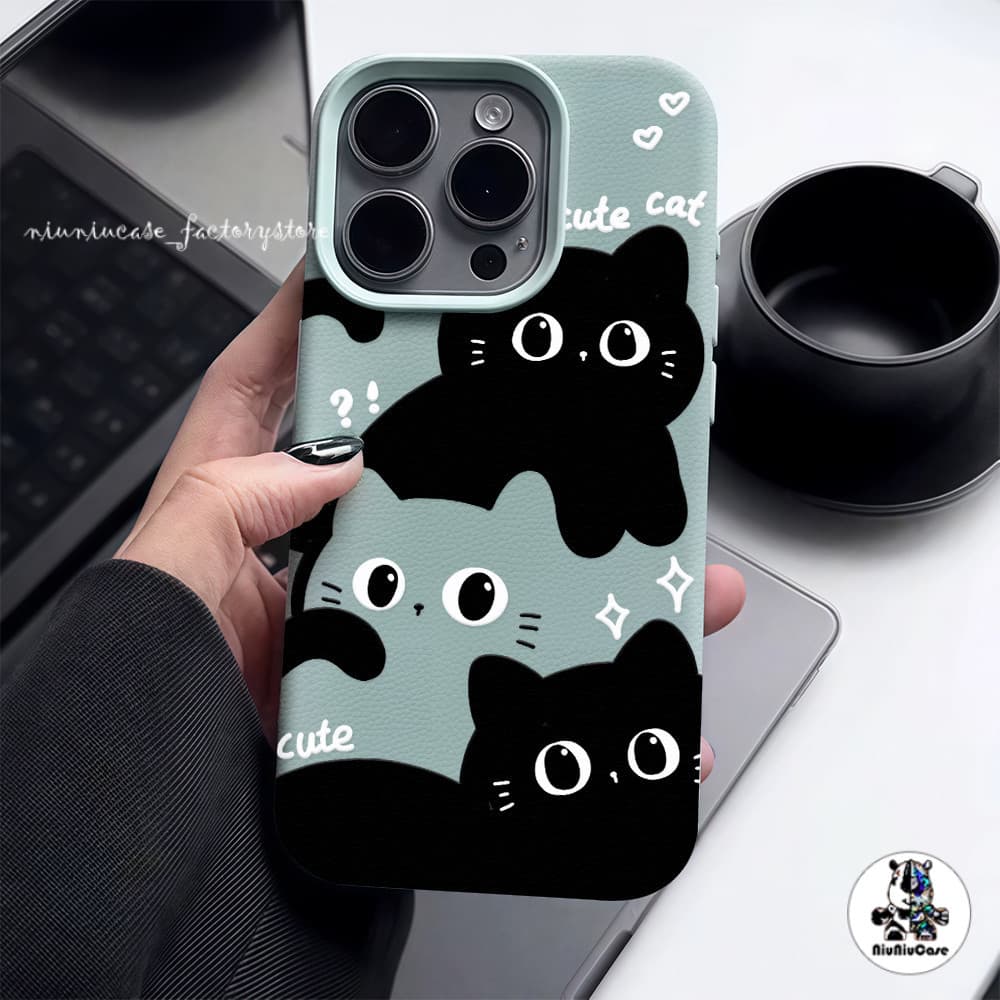 เคส For iPhone 13 เคสหนังเนื้อนิ่มสีแคนดี้ น่ารัก Mดำ For iPhone 15 16 13 14 12 11 Pro Max XS XR 7P 8P เคสหนัง Case รูปที่ 7