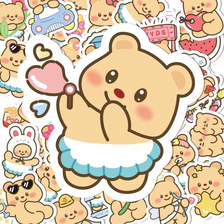 100แผ่นเนยหมีสติกเกอร์การ์ตูนหมีน่ารักอิโมติคอนโน๊ตบุ๊คโน๊ตบุ๊คสติกเกอร์ตกแต่ง รูปที่ 3
