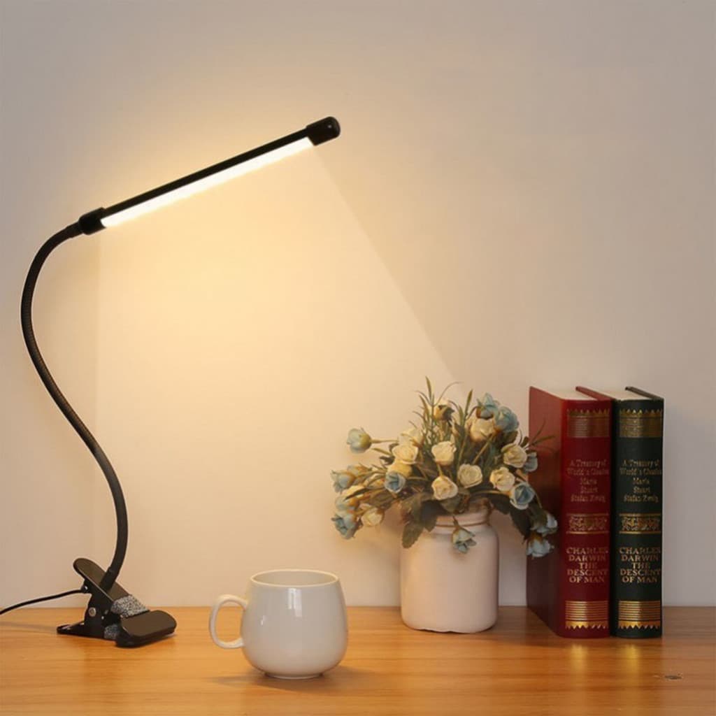 โคมไฟหนีบโต๊ะ โคมไฟอ่านหนังสือ โคมไฟ LED โคมไฟหัวเตียง USB ปรับหมุน 360 องศา พร้อมไฟปรับแสงได้ 3 สี Simple Light รูปที่ 8