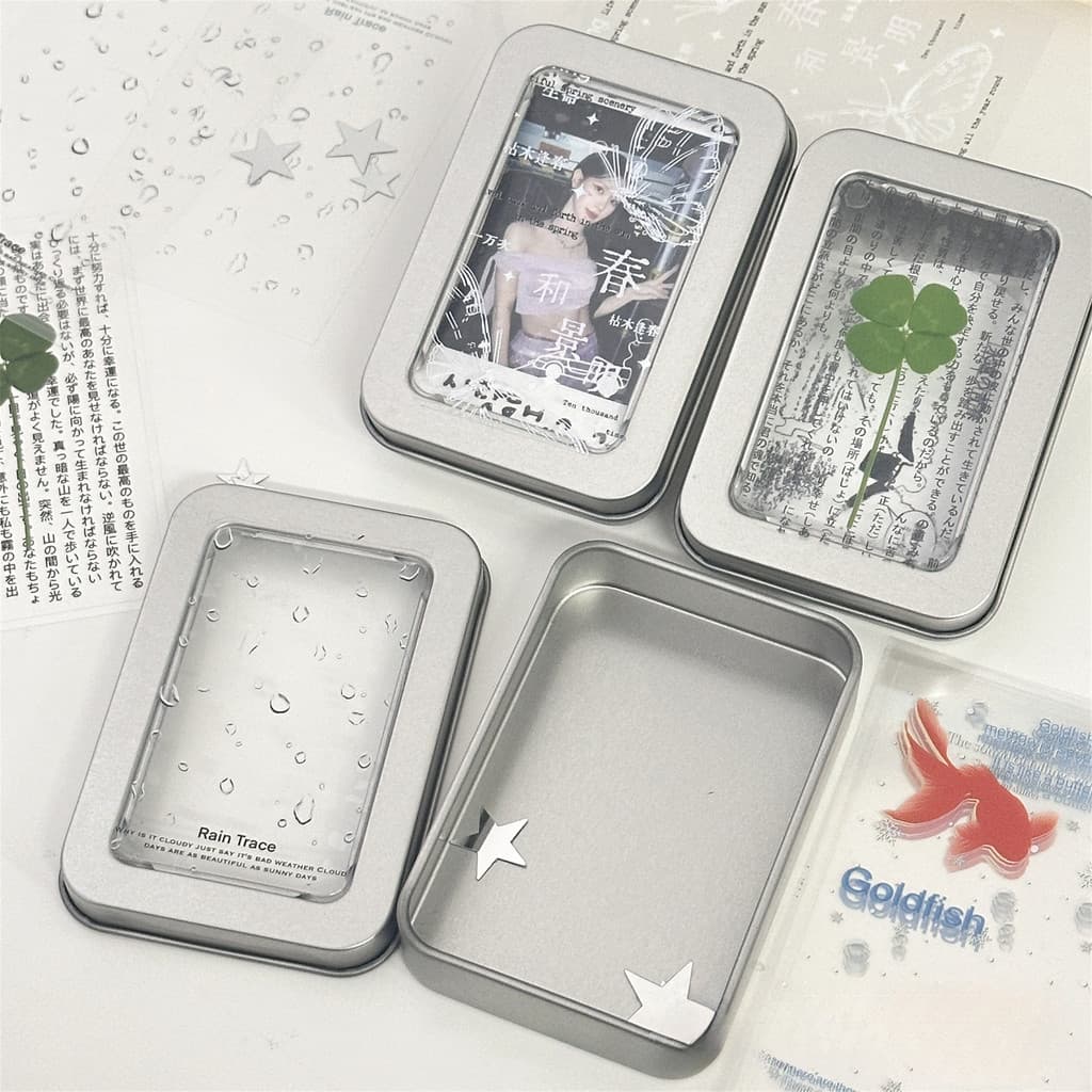 กล่องดีบุกเงิน Flip Cover Case กล่องเหล็ก Mini Storage Box Desk Organizer รูปที่ 1
