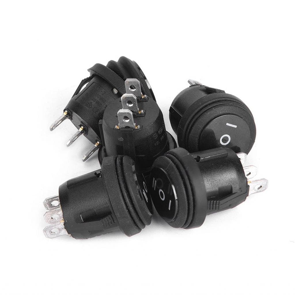 5 ชิ้น 3 ตำแหน่ง ON/OFF/ON สีดำ Round Rocker Switch Pin 10A/125V 6A/250V รูปที่ 5