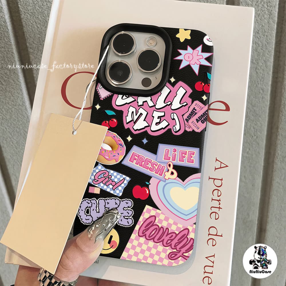 เคส For iPhone 13 เคสหนังเนื้อนิ่มสีแคนดี้ ดอกไม้น่ารัก For iPhone 15 16 13 14 12 11 Pro Max XS XR 7 8 Plus เคสหนัง Case รูปที่ 8