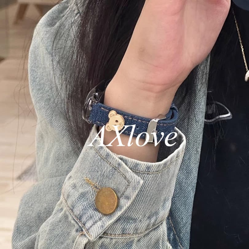 บาง เดนิม ผ้าใบสร้อยข้อมือสําหรับ เสี่ยวหมี่ ไมล์ วงดนตรี 10 9 8 7 สายหมีน้อยสําหรับ ไมล์แบนด์ 5 6 4 3 สายรัดข้อมือคาวบอย รูปที่ 3