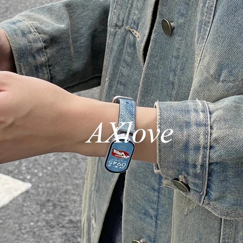 บาง เดนิม ผ้าใบสร้อยข้อมือสําหรับ เสี่ยวหมี่ ไมล์ วงดนตรี 10 9 8 7 สายหมีน้อยสําหรับ ไมล์แบนด์ 5 6 4 3 สายรัดข้อมือคาวบอย รูปที่ 8