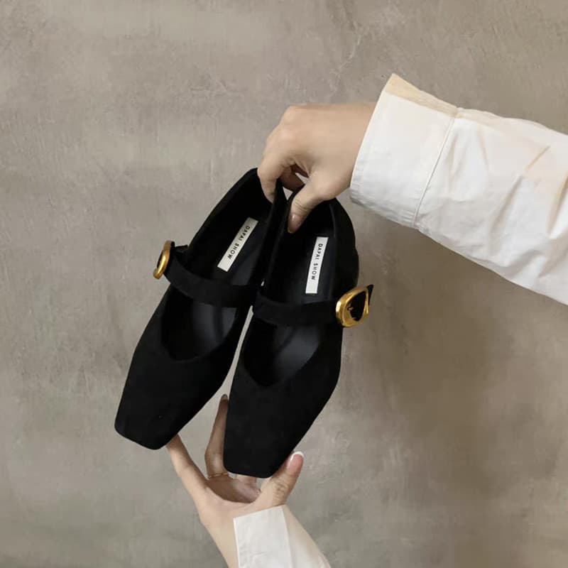 Atikota รองเท้าส้นสูงผู้หญิงสุภาพสตรีหัวเข็มขัดปรับได้ Chunky Square Toe Suede แฟชั่นรองเท้าส้นสูงรองเท้าแตะ รูปที่ 6