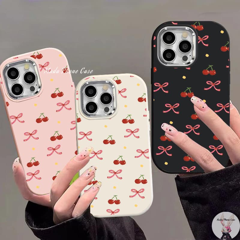 CODเต็มหน้าจอ เชอร์รี่ โบว์ Case for IPhone 11 12 13 14 15 16 PRO MAX 6 7 8 14 15 PLUS XR X XS MAX กรณีโทรศัพท์มือถือ รูปที่ 1