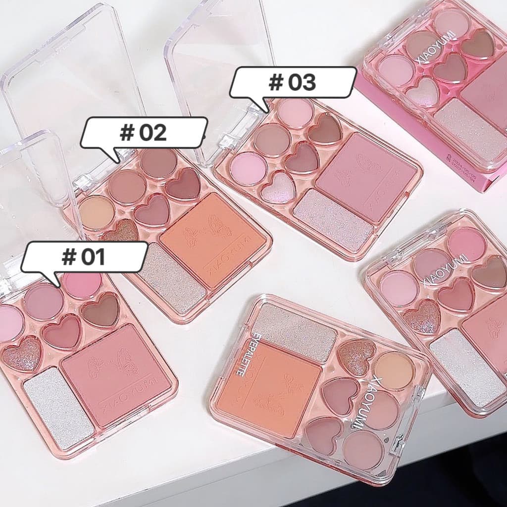 pink.girlพาเลทอายแชโดว์Eyeshadow Palette Sweetheart Blush Highlight One ธรรมชาติสามมิติกันน้ํา-Y0671 รูปที่ 2