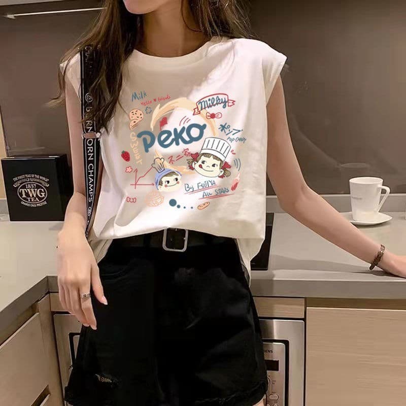NEW เสื้อแขนกุด สกรีนลายสวยๆ แขนกุดผู้หญิง OP-1096 รูปที่ 2