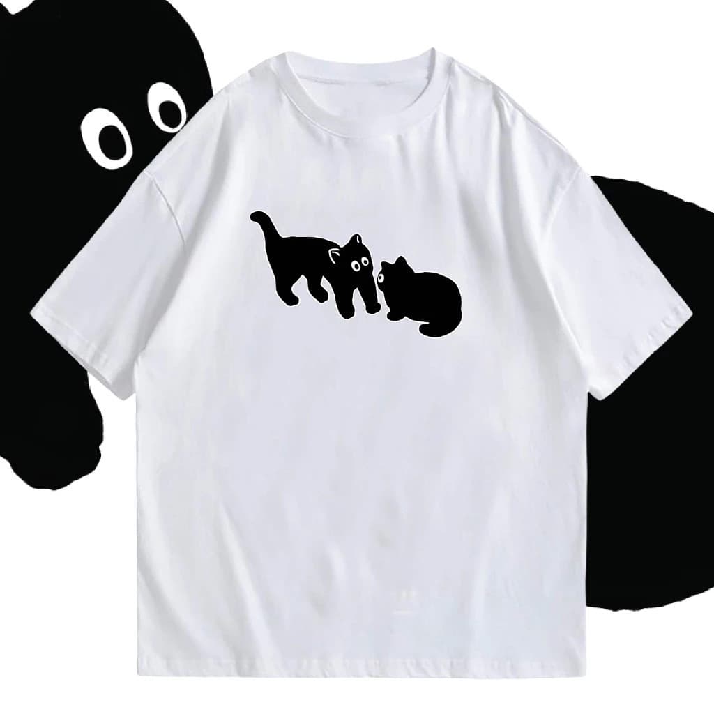 COD BOOM Shopเสื้อยืดลูกแมวการ์ตูนน่ารักผ้าคอตตอน100% S-3XL รูปที่ 5