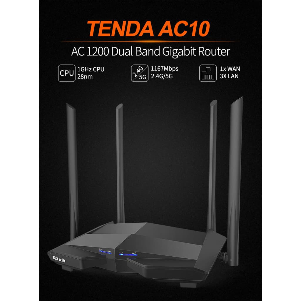TENDA AC10 WiFi Router AC1200 Dual Band Gigabit รับประกันศูนย์ไทย 4 ปี รูปที่ 5
