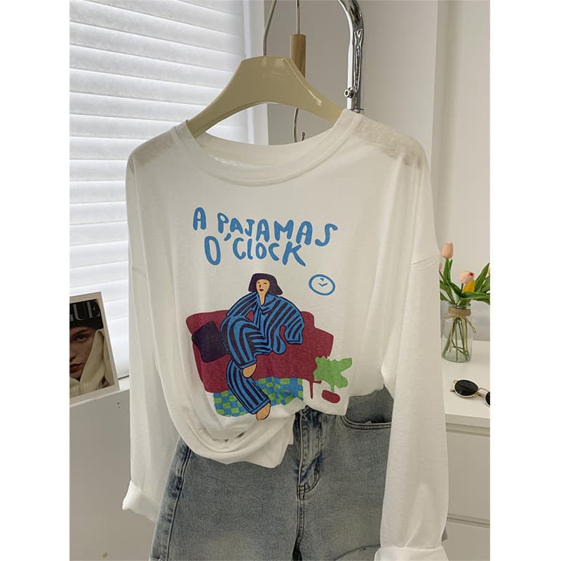 จากไทย TAYCEN M-2XL เสื้อกันแดด ผู้หญิง เกาหลี แขนยาว ลายพิมพ์ เสื้อ oversize เสื้อสาวอวบ โอเวอร์ไซส์ รูปที่ 1