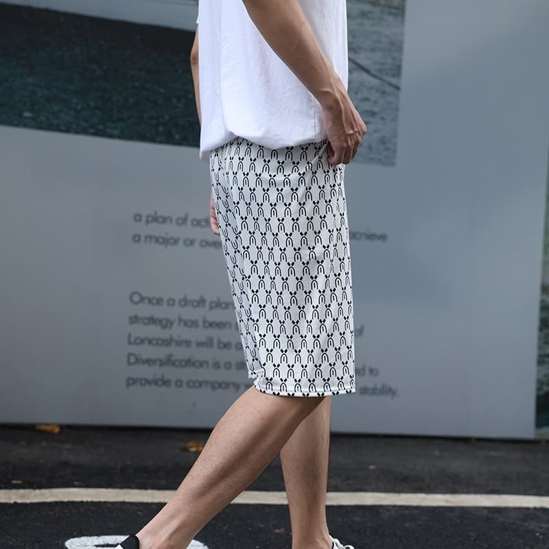MUHANLU กางเกงขาสั้นสวมใส่สบาย ระบายอากาศได้ดี กางเกงขาสั้นลำลอง เอวยางยืดคุณภาพดีและ ฟรีไซร์ เอว 28-44นิ้ว รูปที่ 3