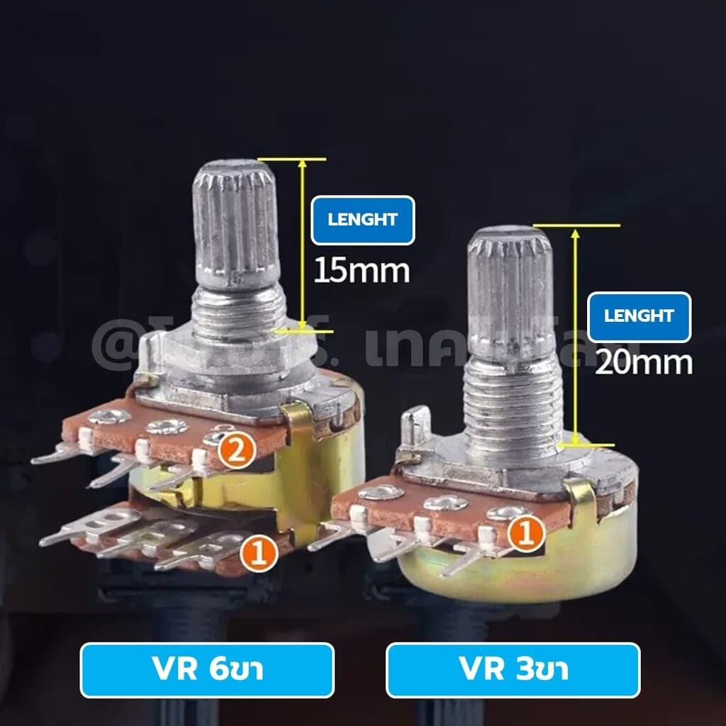VR ตัวต้านทานปรับค่าได้ 3 ขา B5k/10k/20k/50k/100kOhm โวลลุ่ม โพเทนซิโอมิเตอร์ VR WH148 Potentiometer Variable Resistor รูปที่ 7